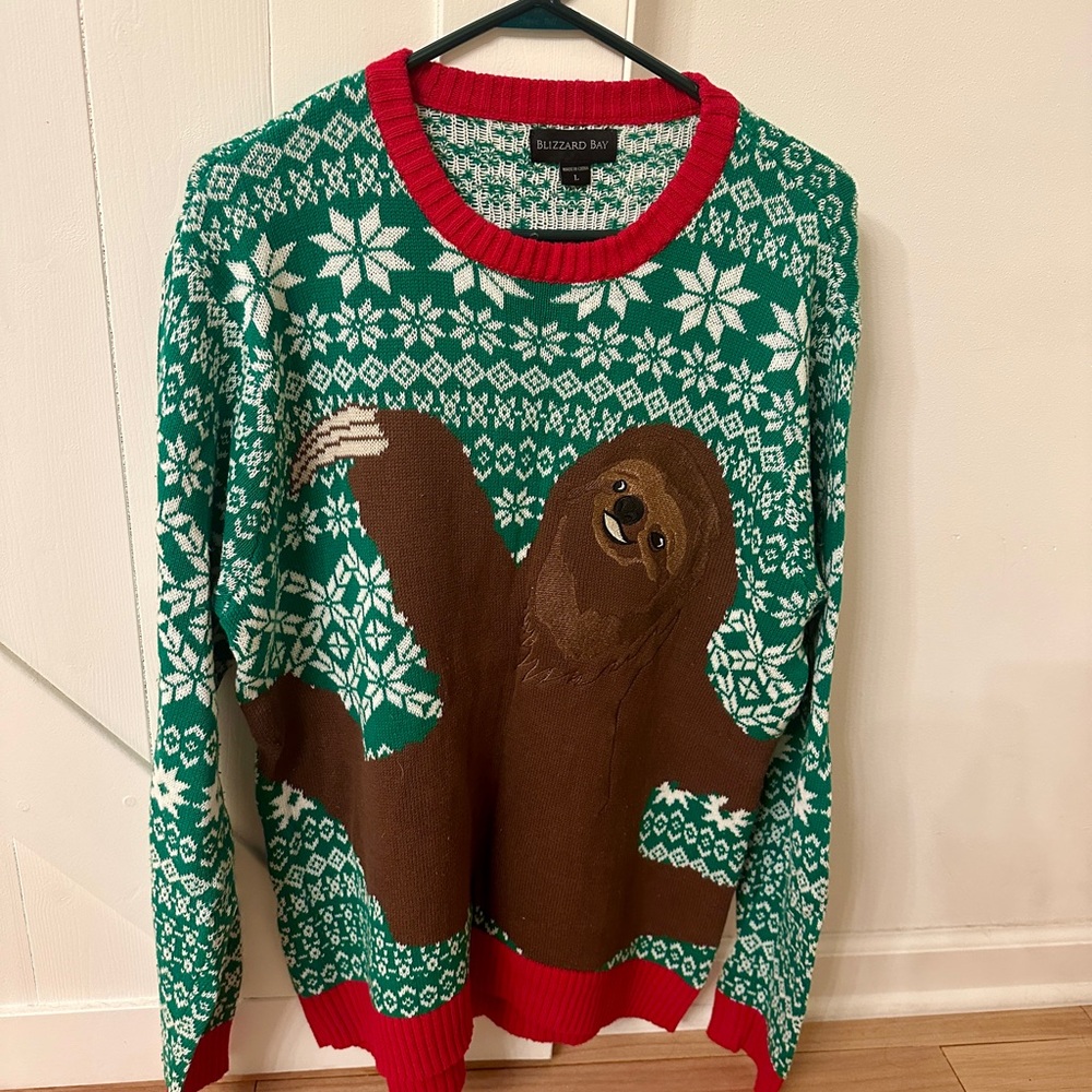 Blizzard Bay Men’s Sloth Hug Holiday Sweater - Size L